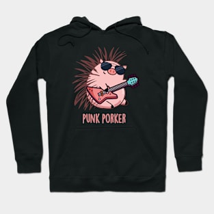 Punk Porker Cute Punk Rocker Pig Pun Hoodie